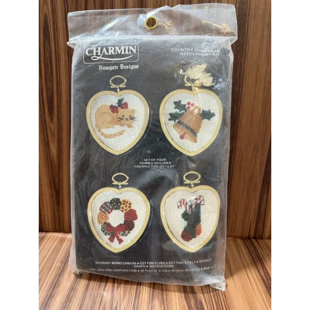 Vintage Charmin Country Christmas Needlepoint Kit 4 Designs NIB Newgate Designs